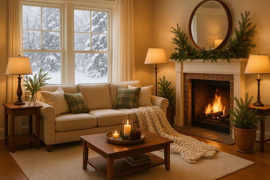 Cozy Winter Living Room Staged for Selling